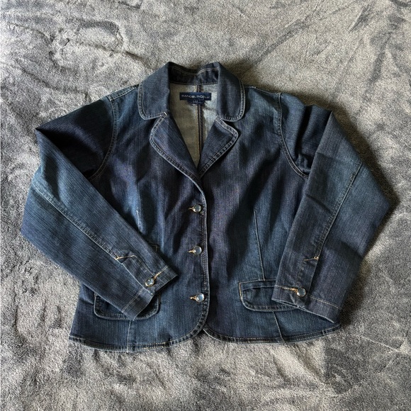 Bandolino Midnight Blue Denim Jacket with Jeweled Buttons - Picture 1 of 9